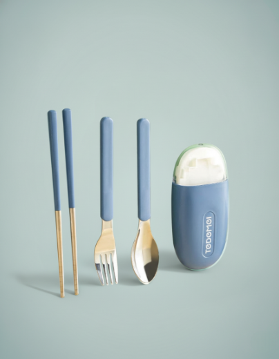 Portable Outdoor Camping Cutlery Set – Chopsticks, Spoon & Fork (2-Piece Kit)